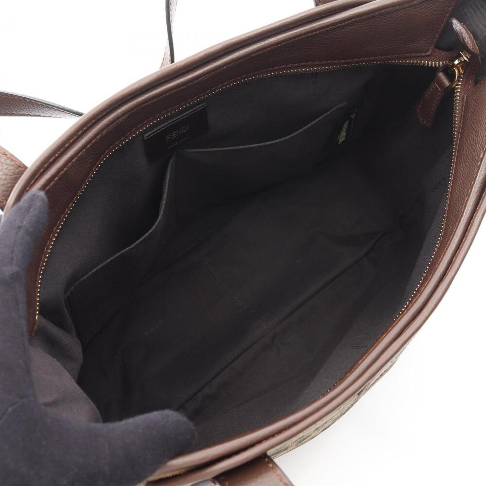 Fendi Zucca Tote Bag Handbag Canvas Leather Women's Brown 8BH268 - Picture 3 of 8